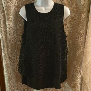 New Apt. 9 Women's Size L Elegant Black Lace‎ Overlay Sleeveless Shell Top